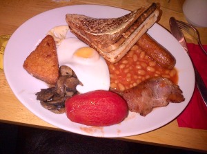 A fullsome breakfast with all the components